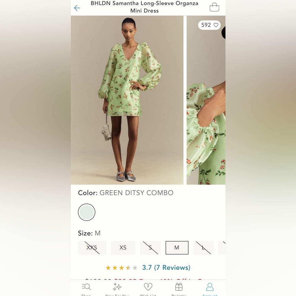 BHLDN Samantha Long Sleeve Organza Dress